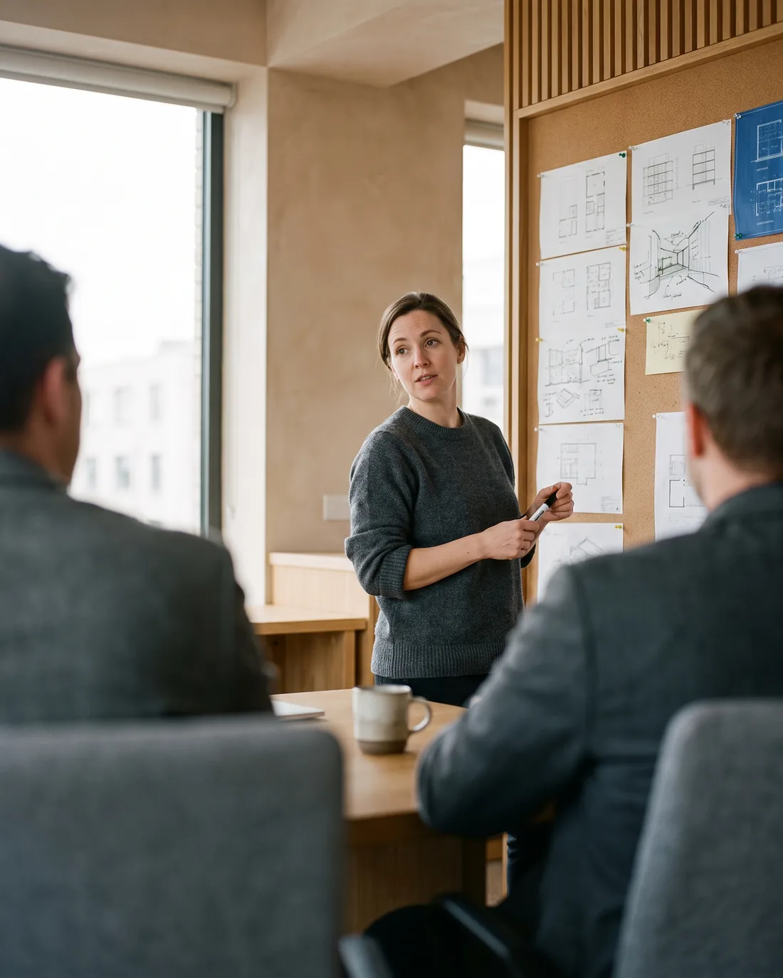 A senior CTO reviewing the work in a calm Washington DC boardroom